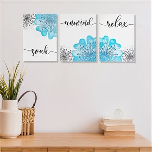 Panneau mural en MDF IH Casa Decor «Relax Soak Unwind», lot de 3