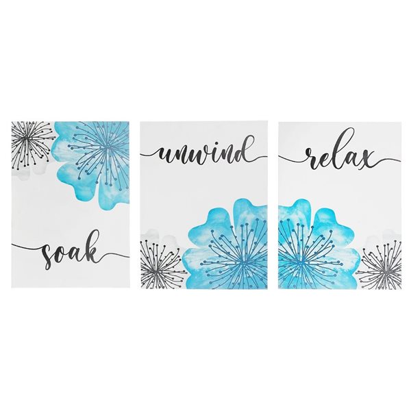 iH casadécor MDF Wall Sign Relax Soak Unwind - Set of 3