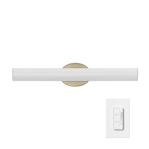 Globe Electric 24-in Dimming Wall Mount LED Colour Adjustable Matte Brass Vanity Light w/Frosted Acrylic Diffuser