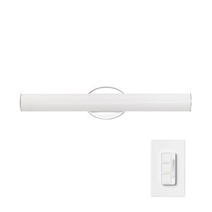 Luminaire de meuble-lavabo à DEL chromée Globe Electric 24 po à intensité variable avec diffuseur en acrylique givré