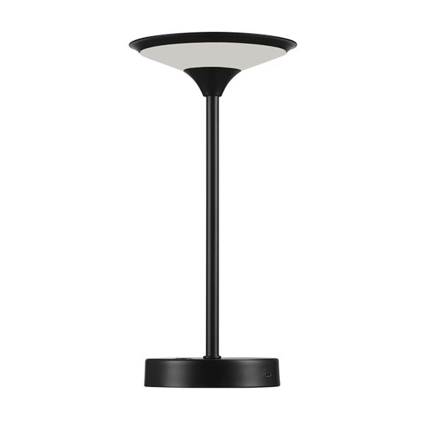 Globe Electric Novogratz 2-in 1.5W Frosted Diffuser Matte Black LED Integrated Outdoor Table Lamp - Rechargeable