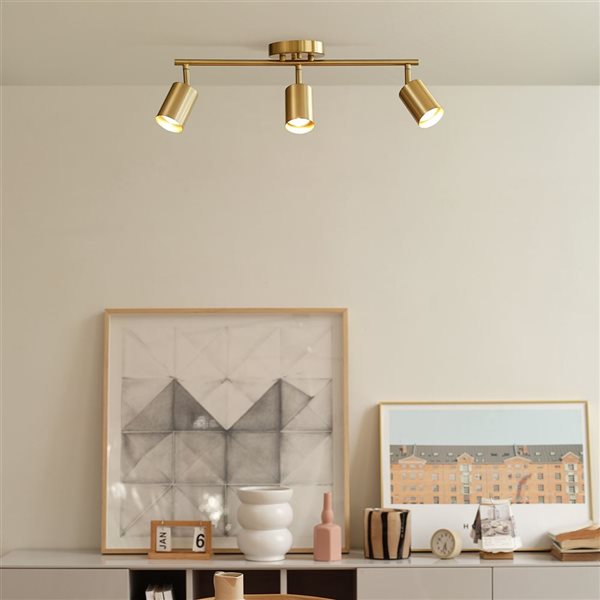 Globe Electric 21-in 3-Light Track Lighting with Pivoting Shades - Matte Brass