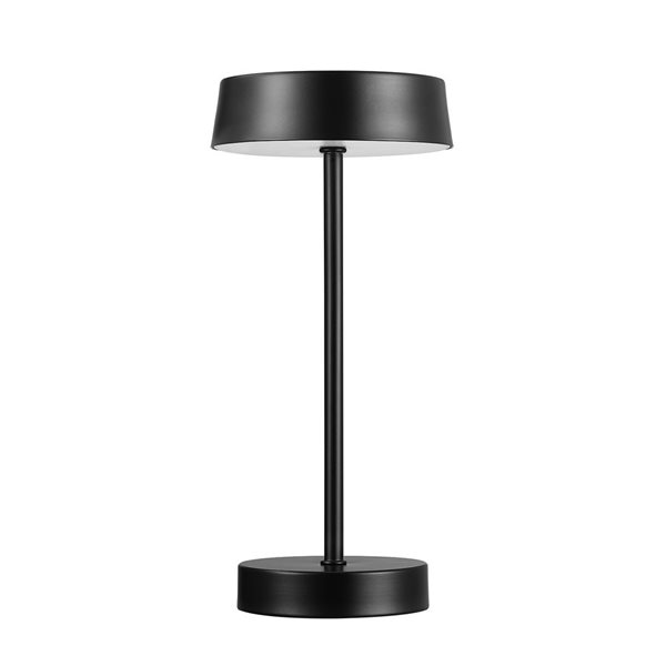 Lampe de table d'extérieur rechargeable à DEL noir mat Globe Electric 12 po 1,5 W à interrupteur marche/arrêt tactile