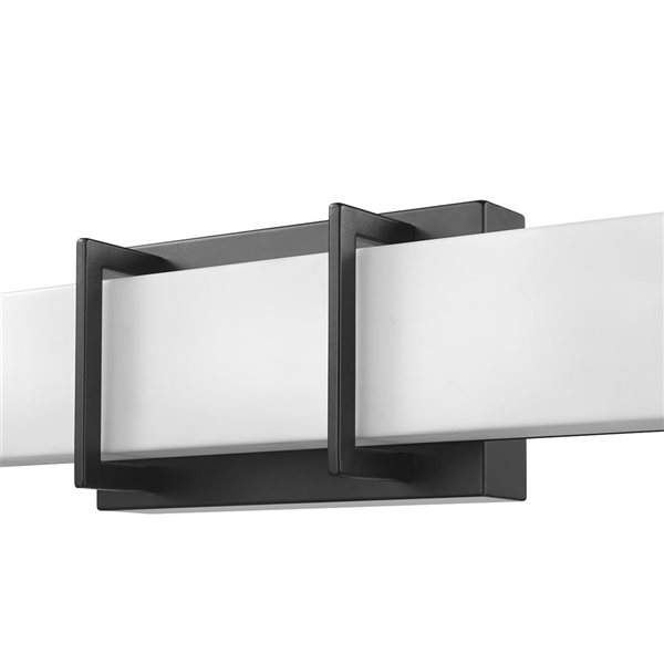 Applique murale de salle de bain rectangle Globe Electric 24 po 24 W à DEL noir mat et diffuseur en acrylique givré