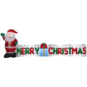 Gemmy 108 L x 37-in H LED Lighted "Merry Christmas" Sign with Santa Claus Christmas Inflatable