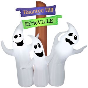 Gemmy 72 L x 68-in H LED Lighted Ghost Trio with Signs Halloween Inflatable