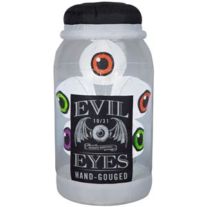 Gemmy 66-in H LED Lighted Jar of Evil Eyes with Flashing Lights Halloween Inflatable