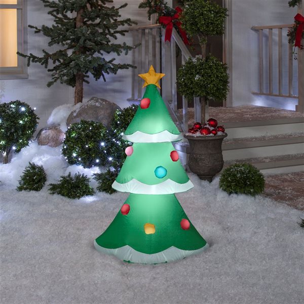 Gemmy 48-in H LED Lighted Tree with Snowy Layers Christmas Inflatable