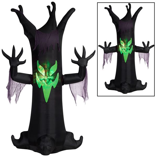 Gemmy 73 L x 125-in H LED Lighted Scary Tree with Fire & Ice Light Effect Halloween Inflatable