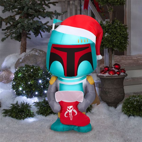 Gemmy 48-in H LED Lighted Boba Fett with Stocking Christmas Inflatable