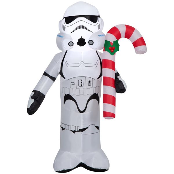 Gonflable de Noël avec lumières DEL de Gemmy 42 po h. Stormtrooper avec canne de bonbon