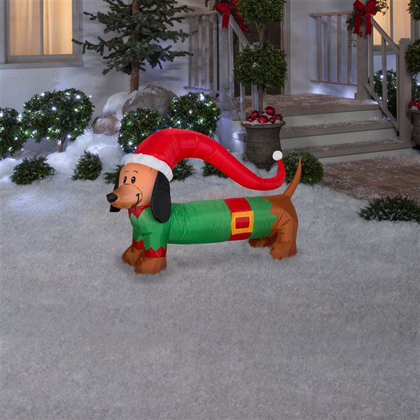 Gemmy 48 L x 32-in H LED Lighted Weiner Dog Christmas Inflatable