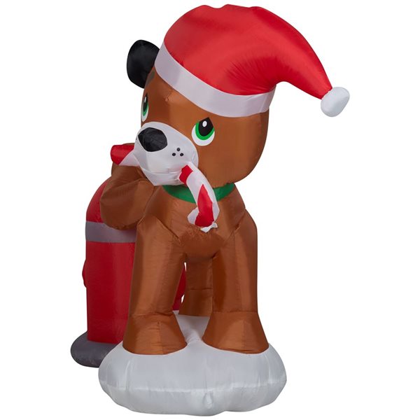 Gemmy 38 L x 48-in H LED Lighted Tinkle Tidings with Puppy and Fire Hydrant Christmas Inflatable