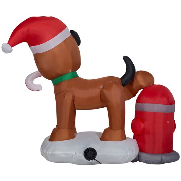 Gemmy 38 L x 48-in H LED Lighted Tinkle Tidings with Puppy and Fire Hydrant Christmas Inflatable