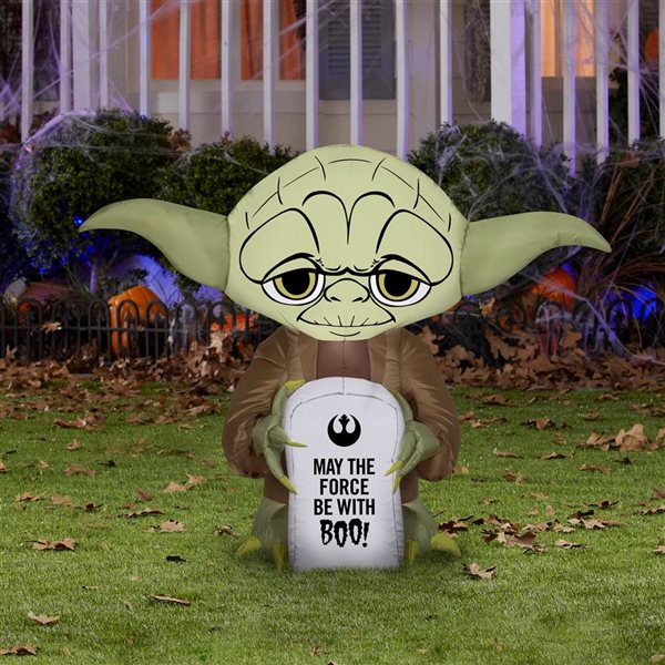 Gemmy 36-in H LED Lighted Yoda with Tombstone Halloween Inflatable