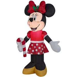 Gonflable de Noël avec lumières DEL de Gemmy 42 po h. Minnie Mouse avec canne de bonbon