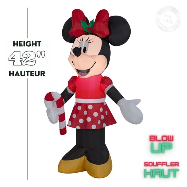 Gemmy 42-in H LED Lighted Minnie Mouse with Candy Cane Christmas Inflatable