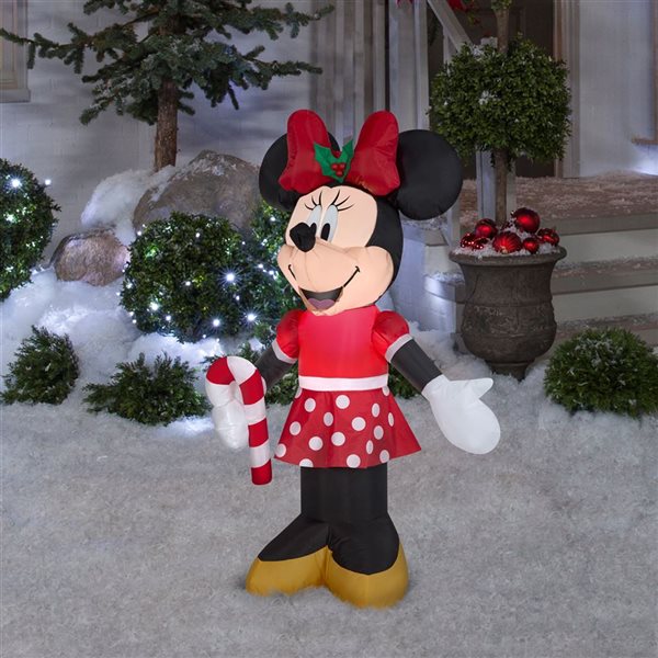 Gemmy 42-in H LED Lighted Minnie Mouse with Candy Cane Christmas Inflatable