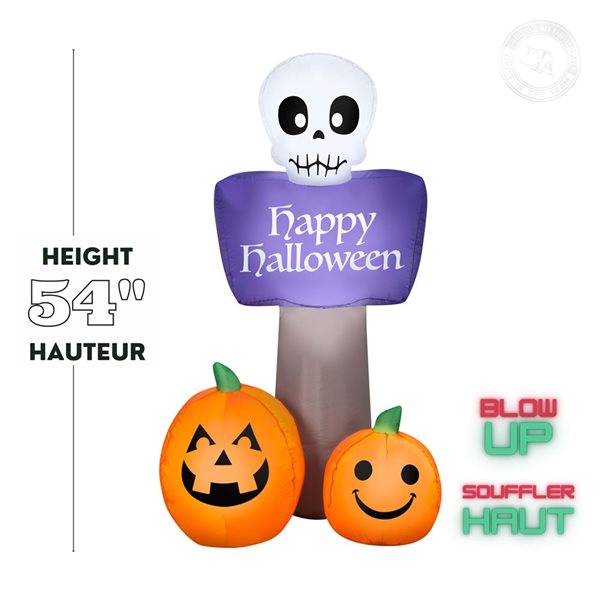 Enseigne gonflable “Happy Halloween” avec lumières DEL de Gemmy 54 po h.