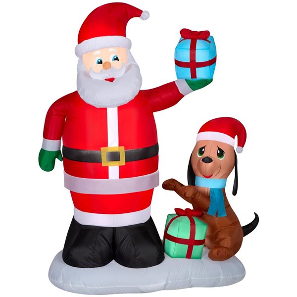 Gemmy 59 L x 72-in H Animated LED Lighted Santa and Puppy Christmas Inflatable