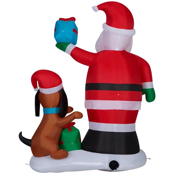 Gemmy 59 L x 72-in H Animated LED Lighted Santa and Puppy Christmas Inflatable