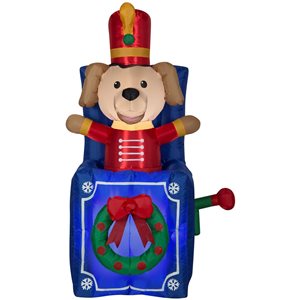 Gemmy 59-in H Animated LED Lighted Toy Soldier Dog in Pop-Up Box Christmas Inflatable