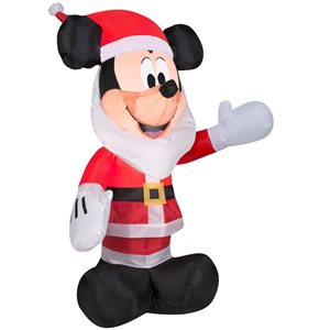 Gonflable de Noël avec lumières DEL de Gemmy 42 po h. Mickey Mouse en costume et barbe de Père Noël