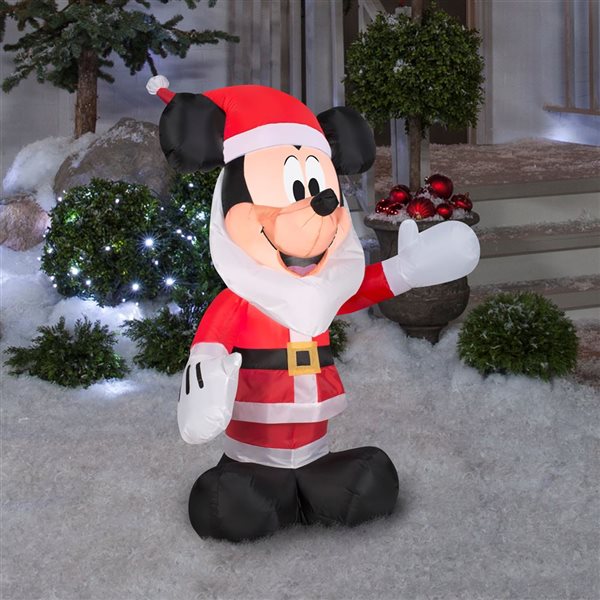 Gemmy 42-in H LED Lighted Mickey Mouse in Santa Suit and Beard Christmas Inflatable