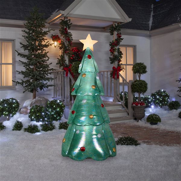 Gemmy 90-in H LED Lighted Inflatable Iridescent Christmas Tree