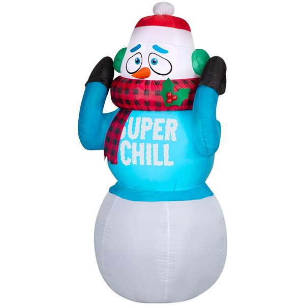 Gonflable de Noël animé avec lumières DEL de Gemmy 72 po h. bonhomme de neige avec inscription "Super Chill"