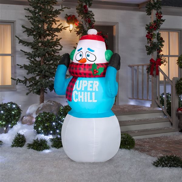 Gemmy 72-in H Animated LED Ligthed "Super Chill" Snowman Christmas Inflatable