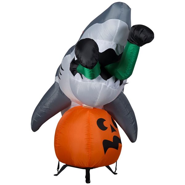 Gemmy 108 L x 49-in H Animated LED Lighted Shark Snack Scene  Halloween Inflatable