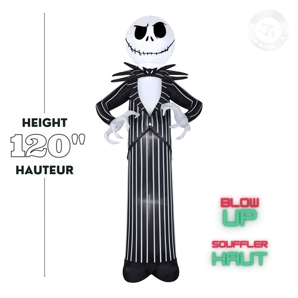 Gonflable d’Halloween avec lumières DEL de Gemmy 120 po h. Géant Jack Skellington