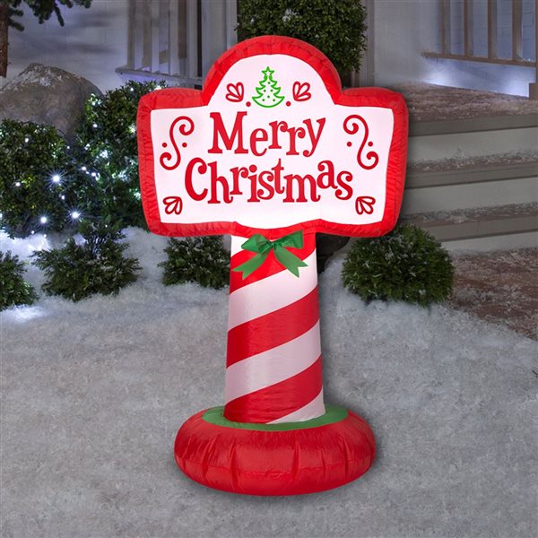 Gemmy 42-in H LED Lighted Merry Christmas Inflatable Sign