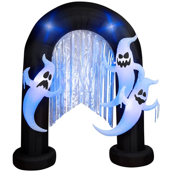 Gemmy 99 L x 107-in H Ghost Archway Halloween Inflatable w/ Flickering Black Lights and Metallic Streamers