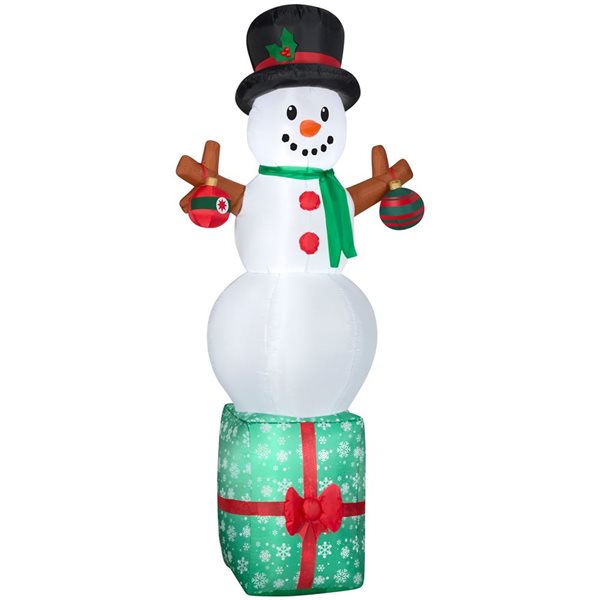 Gemmy 83-in H LED Lighted Snowman on Gift Box Christmas Inflatable