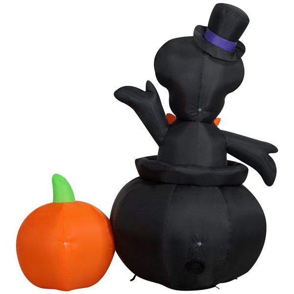 Gonflable d’Halloween avec lumières DEL de Gemmy 45 L. x 48 po h. squelette dans un chaudron