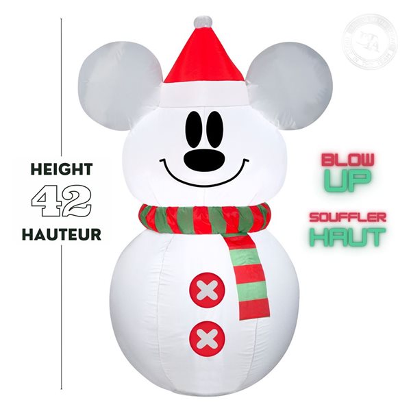 Gemmy 42-in H LED Lighted Mickey Mouse as Snowman Christmas Inflatable