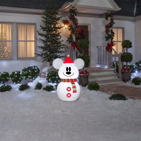 Gemmy 42-in H LED Lighted Mickey Mouse as Snowman Christmas Inflatable