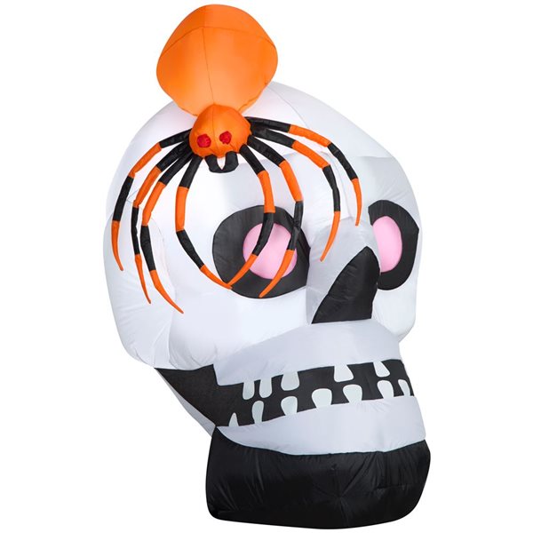 Gemmy 35 L x 54-in H LED Lighted Skull with Orange Spider Halloween Inflatable