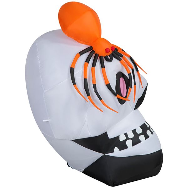 Gemmy 35 L x 54-in H LED Lighted Skull with Orange Spider Halloween Inflatable