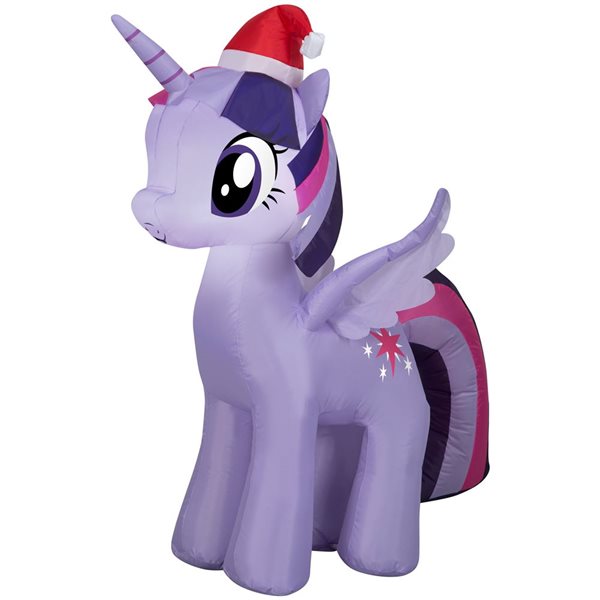 Gonflable de Noël avec lumières DEL de Gemmy 42 po h. Twilight Sparkle avec chapeau de père Noël