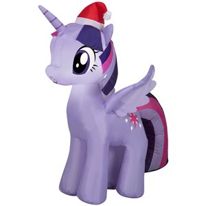 Gonflable de Noël avec lumières DEL de Gemmy 42 po h. Twilight Sparkle avec chapeau de père Noël