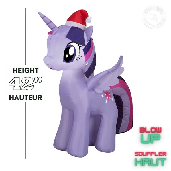 Gemmy 42-in H LED Lighted Twilight Sparkle with Santa Hat Christmas Inflatable