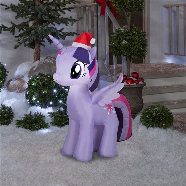 Gemmy 42-in H LED Lighted Twilight Sparkle with Santa Hat Christmas Inflatable