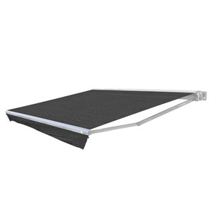 Multiple Awnings Brasilia Europa 10-ft White Wall Mounted Motorised Tweed Black Fabric Awning with Motor on the Right