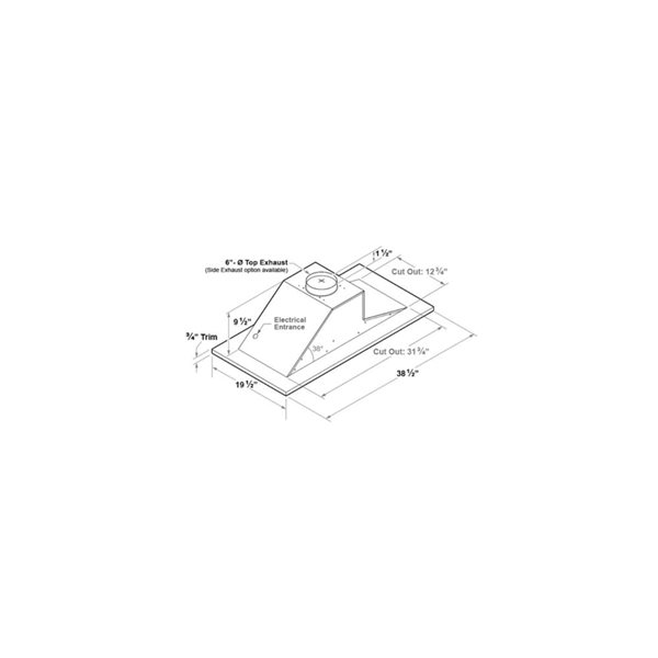 VICTORY 36-in 600 CFM Flush Ceiling Mount Range Hood - Stainless Steel