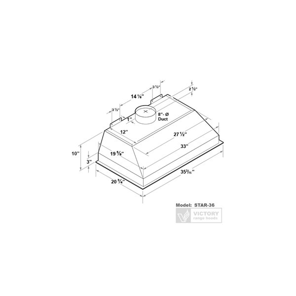 VICTORY 36-in 900 CFM Insert Range Hood - Stainless Steel