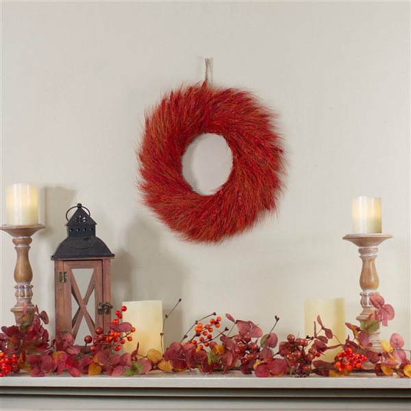 Northlight 12-in dia Red Ears of Wheat Fall Harvest Unlit Wreath