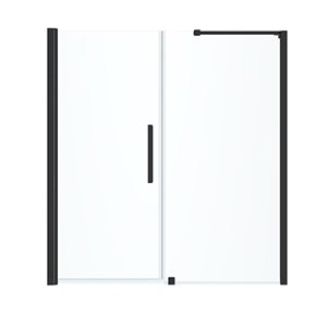 OVE Decors Pasadena 66-5/8-in W x 72-in H Pivot Framless Shower Door in Black